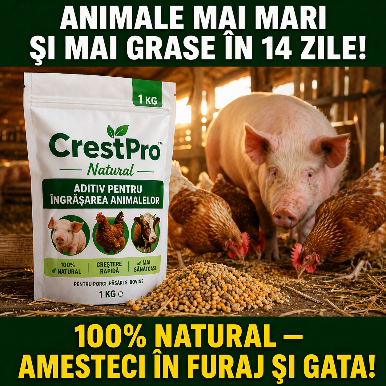 Aditiv NATURAL pentru îngrășarea animalelor