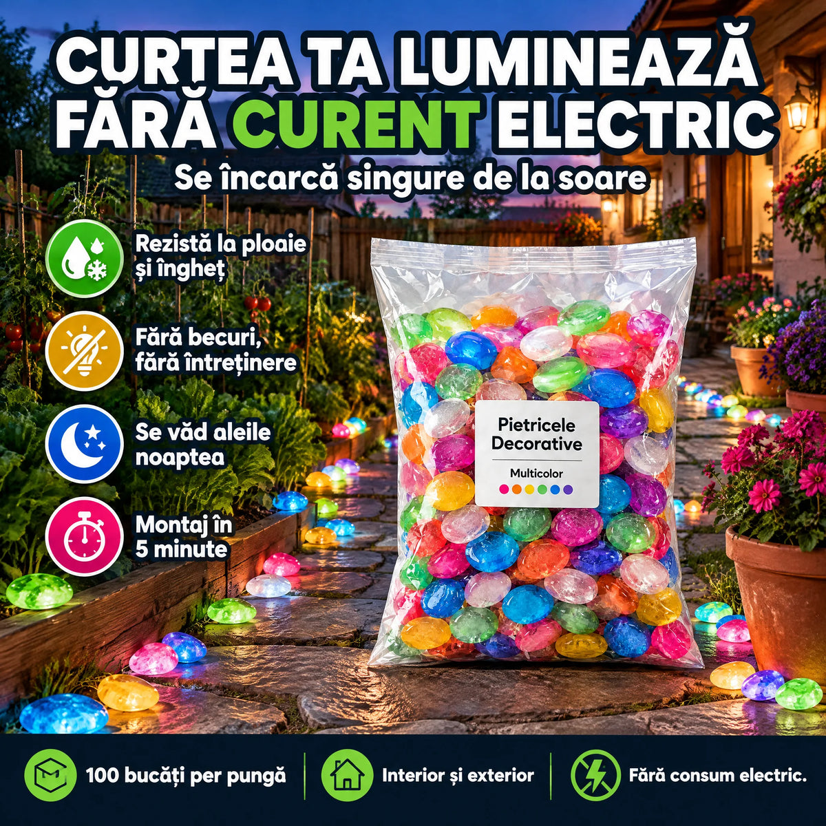 1+1 GRATIS Pietricele Decorative LUMINATE GlowStone