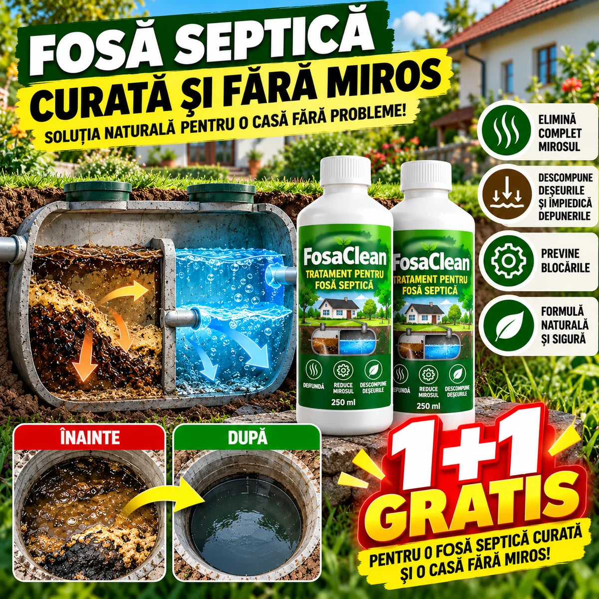 FosaClean 1+1 GRATIS tratament fosa septica
